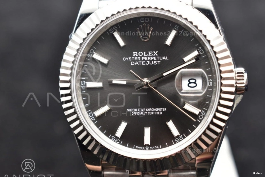 Stick Dial Best DateJust Jubilee 904L 41 SA3235 DIWF Bracelet Edition Grey on Steel 1:1 126334 0318